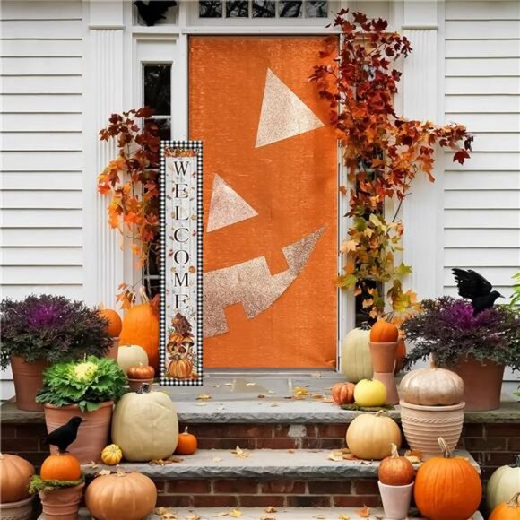 Fall Welcome Porch Sign Thanksgiving Day Wooden Door Sign 47" Large Buffalo - Picture 6 of 8